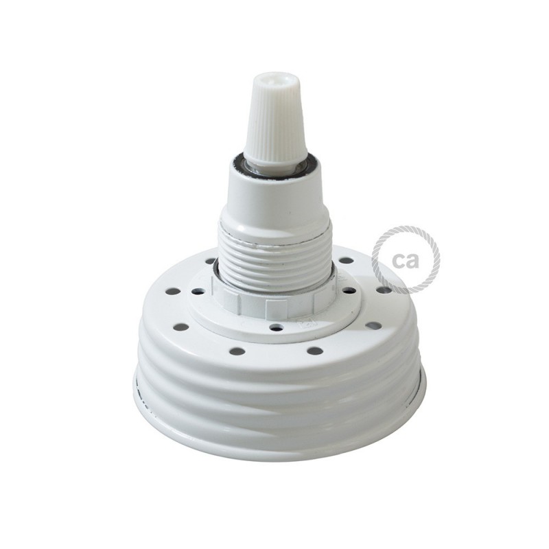 Kit de iluminación para tarro de vidrio en metal color Blanco, prensaestopa cónico y portalámparas E14 en baquelita blanca