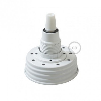 Kit de iluminación para tarro de vidrio en metal color Blanco, prensaestopa cónico y portalámparas E14 en baquelita blanca