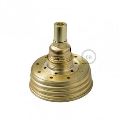 Kit de iluminación para tarro de vidrio en metal color Oro, prensaestopa cilíndrico y portalámparas E14 en metal latón