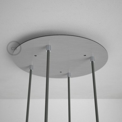 Rosetón XXL circular 35cm a 4 agujeros acero satinado completo de accesorios