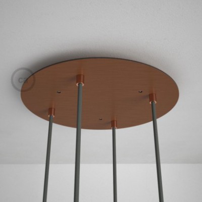 Rosetón XXL circular 35cm a 4 agujeros cobre satinado completo de accesorios
