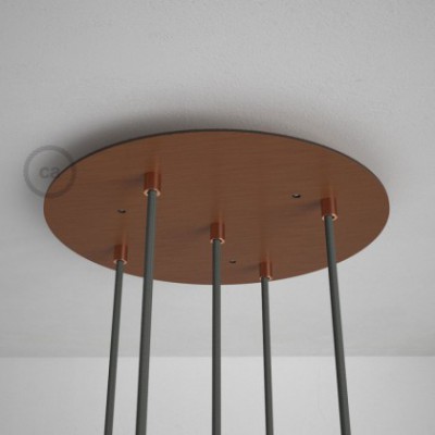 Rosetón XXL circular 35cm a 5 agujeros cobre satinado completo de accesorios