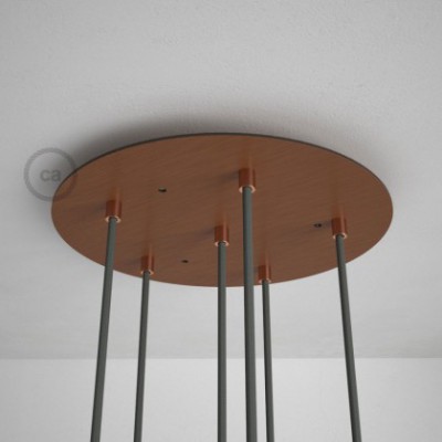 Rosetón XXL circular 35cm a 6 agujeros cobre satinado completo de accesorios