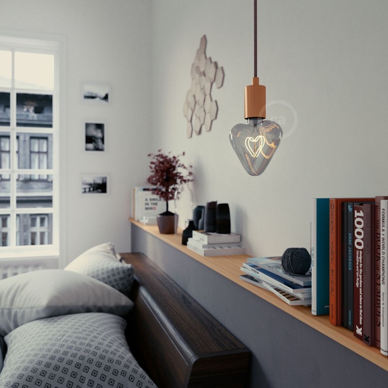Bombilla LED Corazón Gris Ceniza 5W E27 Decorativa 2000K Dimmable