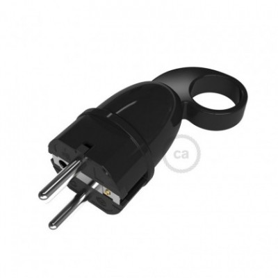 Clavija Schuko Confort con anillo 16A 250V Negra
