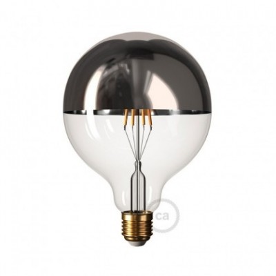 Bombilla LED Globo G125 media esfera plata 7W E27 2700K Dimmable
