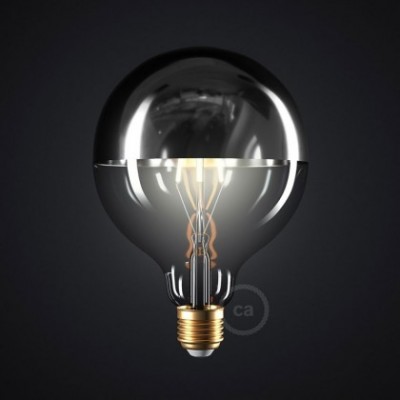 Bombilla LED Globo G125 media esfera plata 7W E27 2700K Dimmable