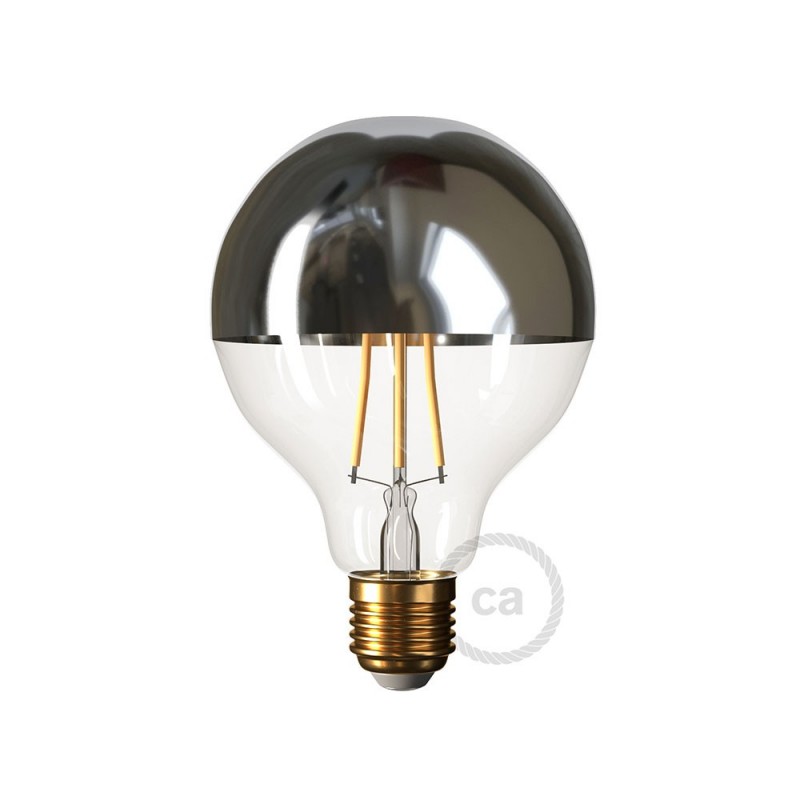Bombilla LED Globo G95 media esfera plata 7W E27 2700K Dimmable
