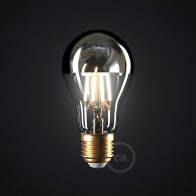 Bombilla LED Gota A60 media esfera plata 7W E27 2700K Dimmable