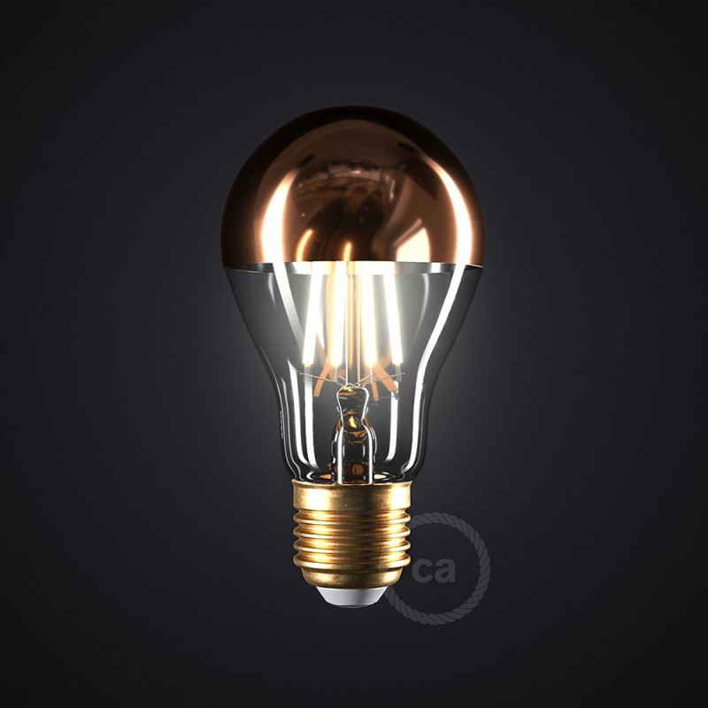 Bombilla LED Gota A60 media esfera cobre 7W E27 2700K Dimmable