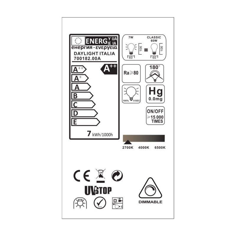 Bombilla LED Gota A60 media esfera cobre 7W E27 2700K Dimmable