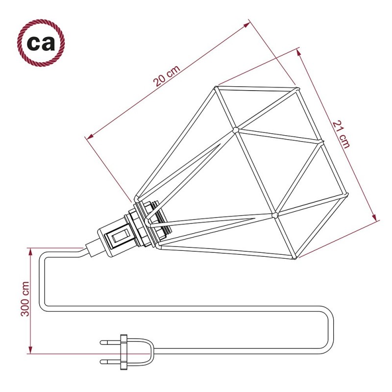 Table Snake con pantalla Jaula Diamond turquesa y clavija bipolar