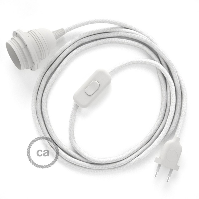 SnakeBis cableado con portalámpara cable textil Blanco en Algodón RC01