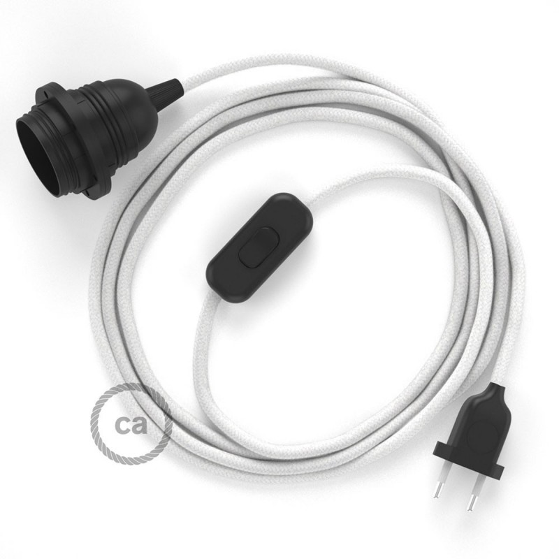 SnakeBis cableado con portalámpara cable textil Blanco en Algodón RC01