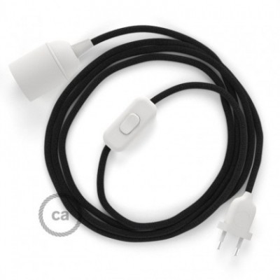 SnakeBis cableado con portalámpara cable textil Negro en Algodón RC04