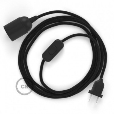 SnakeBis cableado con portalámpara cable textil Negro en Algodón RC04