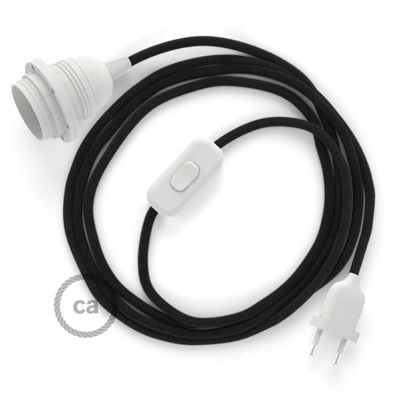 SnakeBis cableado con portalámpara cable textil Negro en Algodón RC04