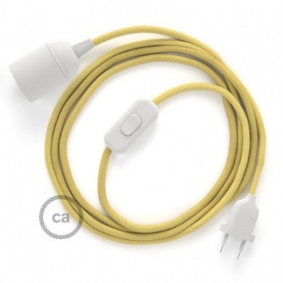 SnakeBis cableado con portalámpara cable textil Amarillo Pastel en Algodón RC10