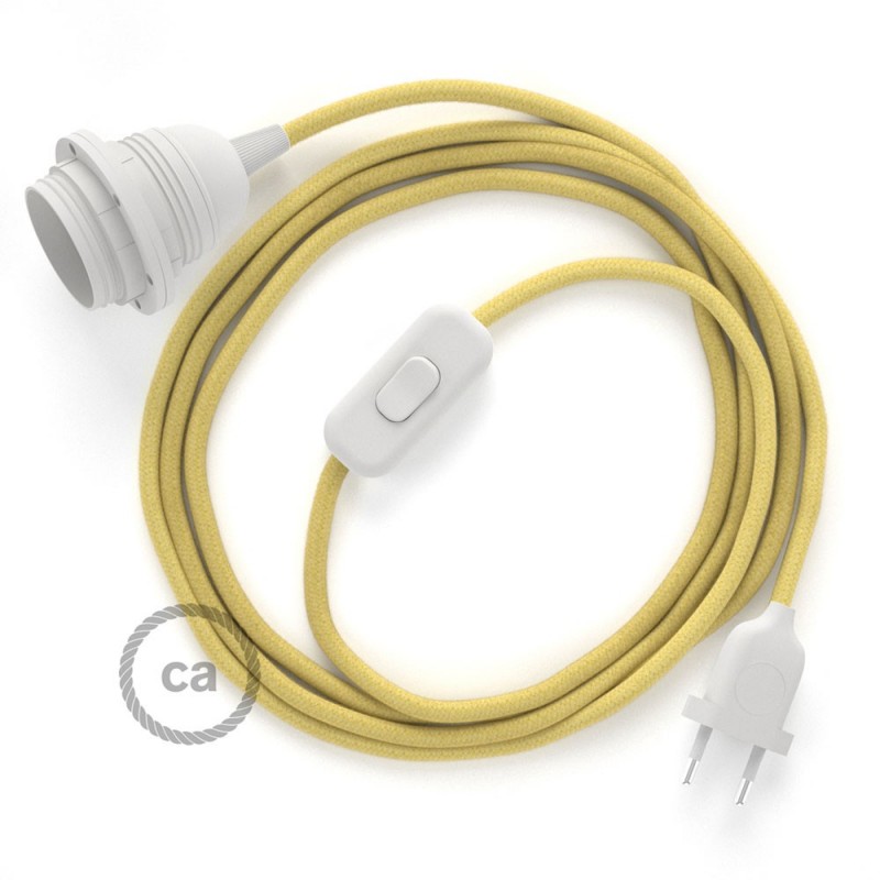 SnakeBis cableado con portalámpara cable textil Amarillo Pastel en Algodón RC10