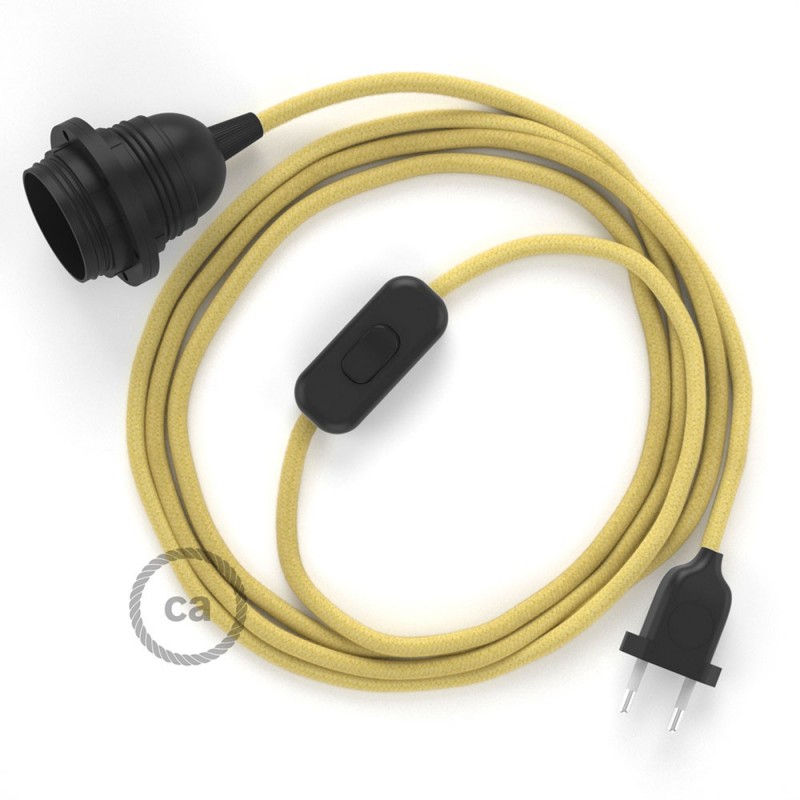SnakeBis cableado con portalámpara cable textil Amarillo Pastel en Algodón RC10