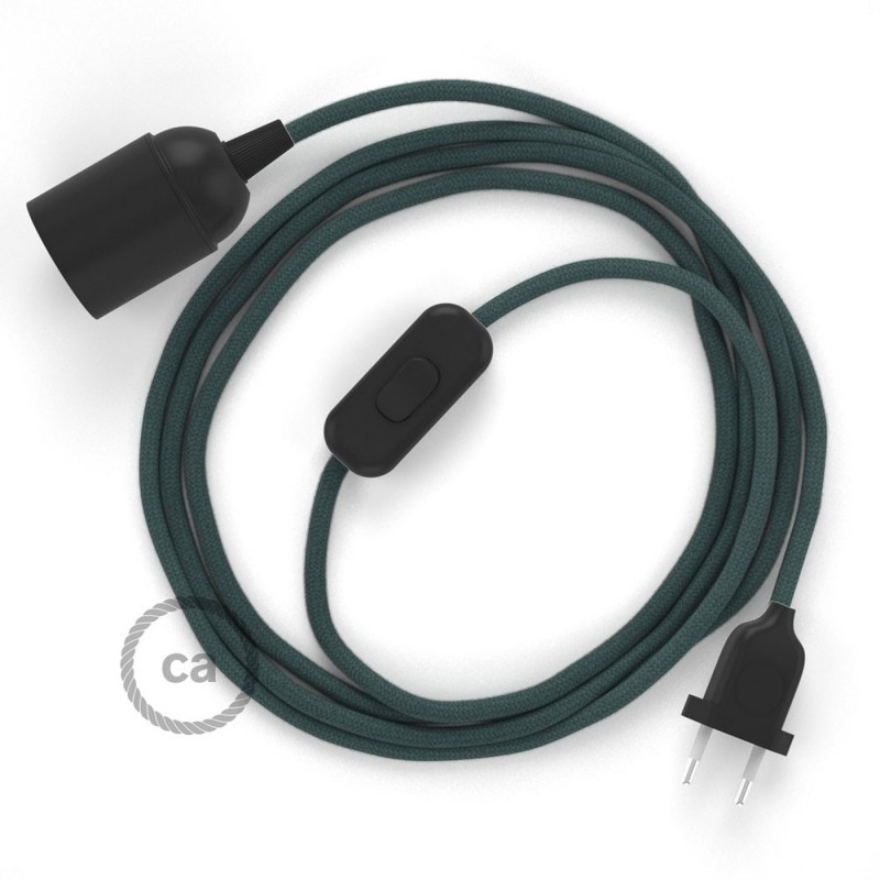 SnakeBis cableado con portalámpara cable textil Gris Piedra en Algodón RC30