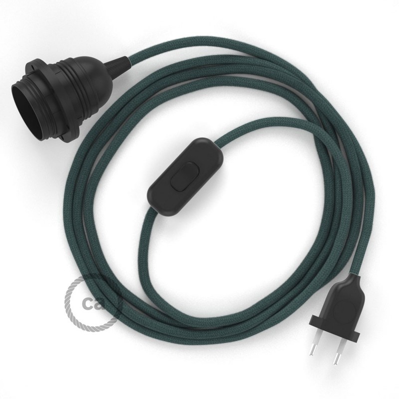 SnakeBis cableado con portalámpara cable textil Gris Piedra en Algodón RC30