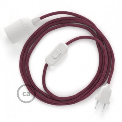 SnakeBis cableado con portalámpara cable textil Rojo Violeta en Algodón RC32