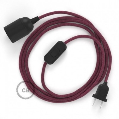 SnakeBis cableado con portalámpara cable textil Rojo Violeta en Algodón RC32