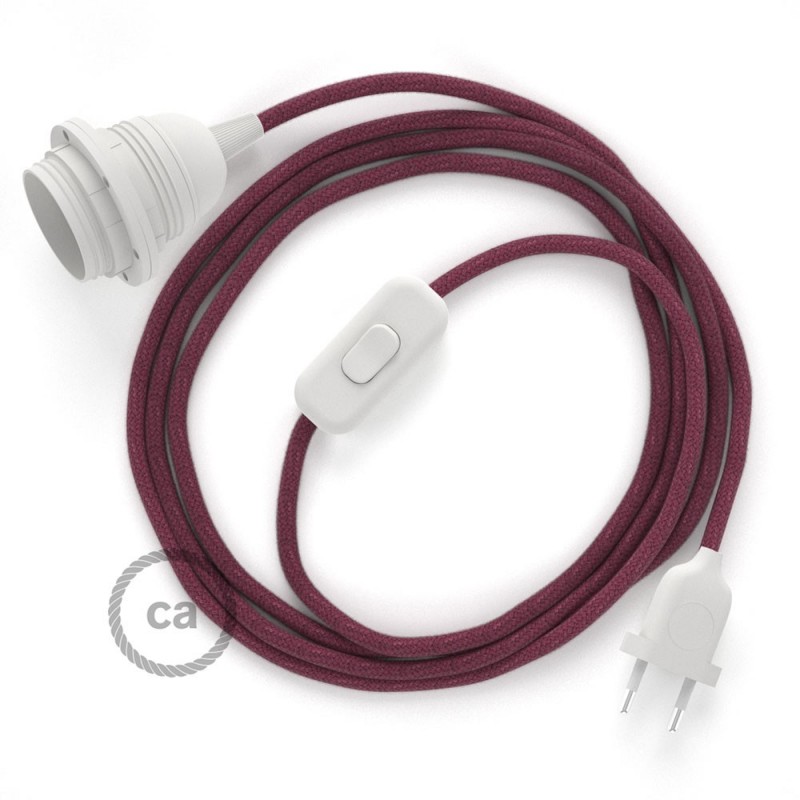 SnakeBis cableado con portalámpara cable textil Rojo Violeta en Algodón RC32
