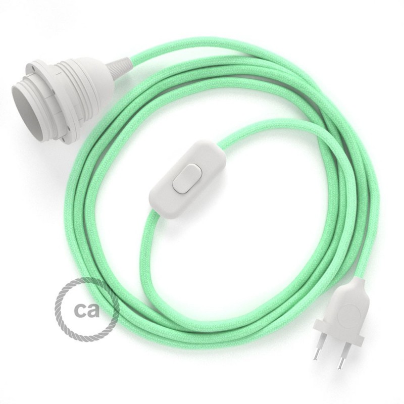 SnakeBis cableado con portalámpara cable textil Leche y Menta en Algodón RC34