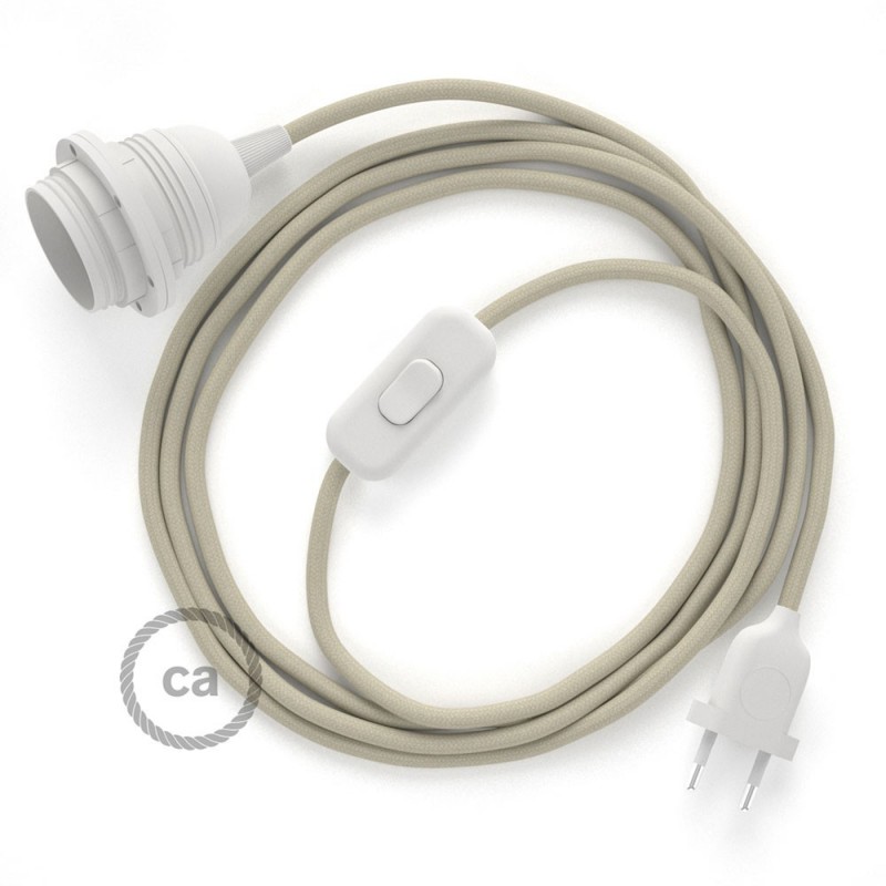 SnakeBis cableado con portalámpara cable textil Gris pardo en Algodón RC43