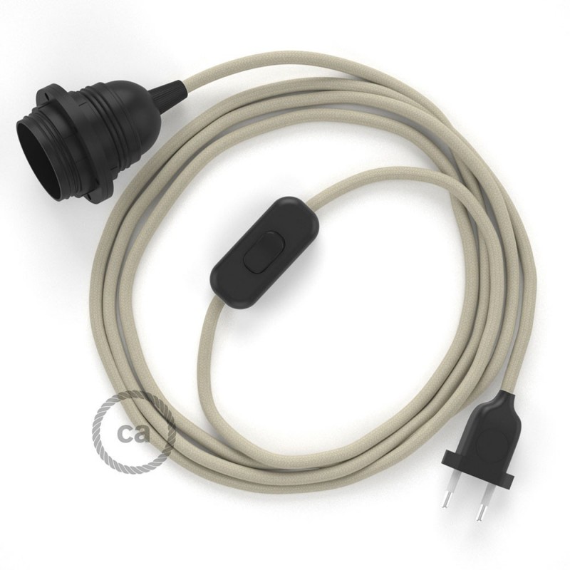 SnakeBis cableado con portalámpara cable textil Gris pardo en Algodón RC43