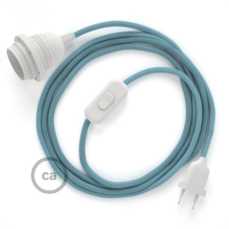 SnakeBis cableado con portalámpara cable textil Oceano en Algodón RC53