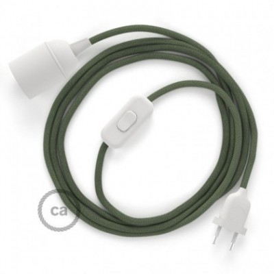 SnakeBis cableado con portalámpara cable textil Gris Verde en Algodón RC63