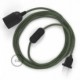 SnakeBis cableado con portalámpara cable textil Gris Verde en Algodón RC63