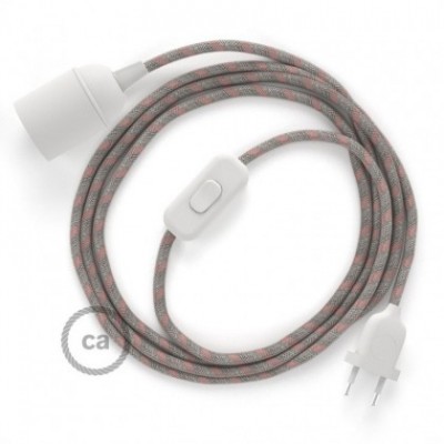 SnakeBis cableado con portalámpara cable textil Stripes Rosa Antico RD51