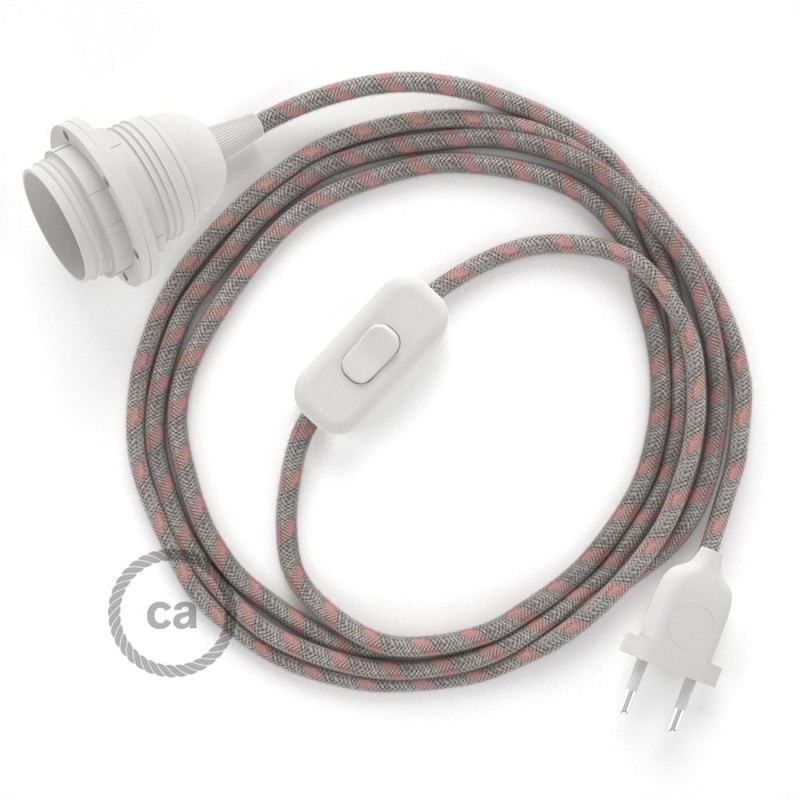 SnakeBis cableado con portalámpara cable textil Stripes Rosa Antico RD51