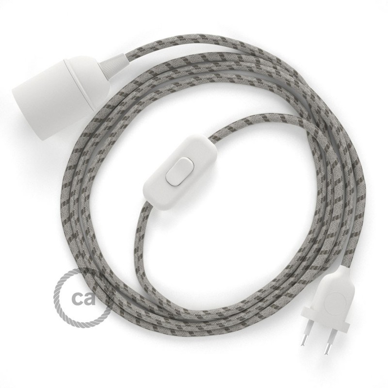 SnakeBis cableado con portalámpara cable textil Stripes Corteza RD53