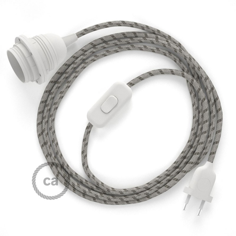 SnakeBis cableado con portalámpara cable textil Stripes Corteza RD53