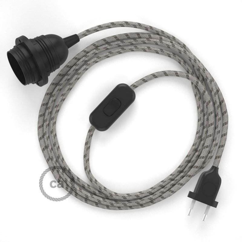 SnakeBis cableado con portalámpara cable textil Stripes Corteza RD53