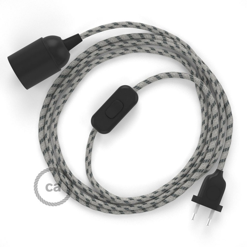 SnakeBis cableado con portalámpara cable textil Stripes Antracita RD54