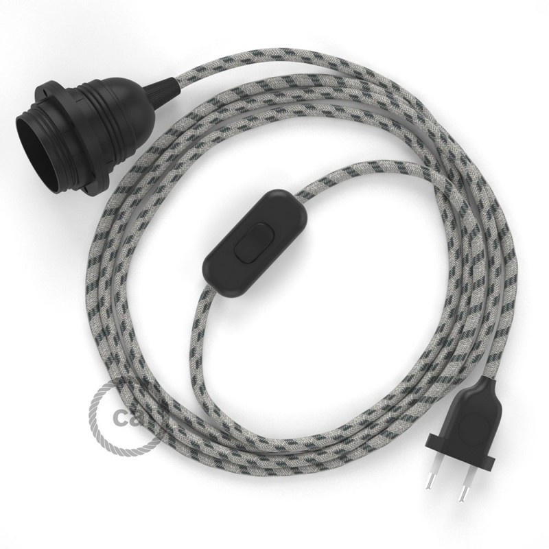SnakeBis cableado con portalámpara cable textil Stripes Antracita RD54