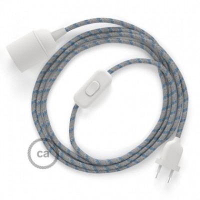 SnakeBis cableado con portalámpara cable textil Stripes Azul Steward RD55