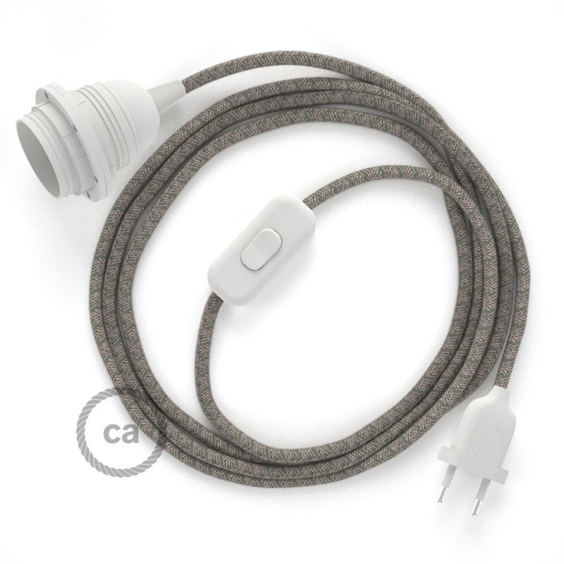 SnakeBis cableado con portalámpara cable textil Rombo Rosa Antico RD61