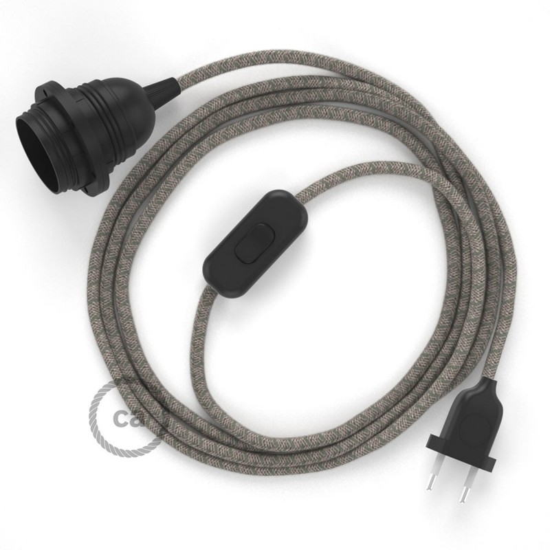 SnakeBis cableado con portalámpara cable textil Rombo Rosa Antico RD61