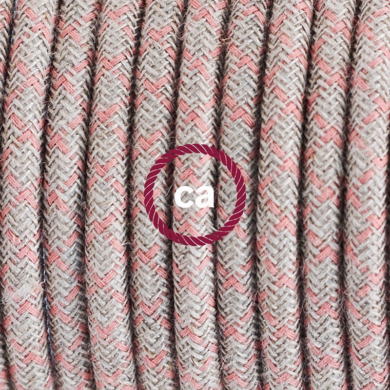 SnakeBis cableado con portalámpara cable textil Rombo Rosa Antico RD61