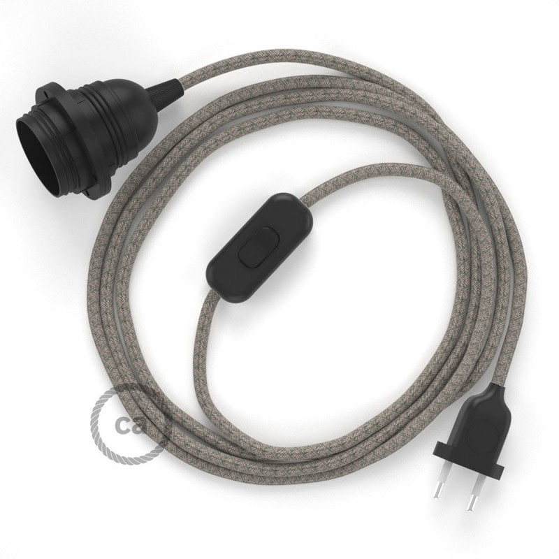 SnakeBis cableado con portalámpara cable textil Rombo Verde Tomillo RD62