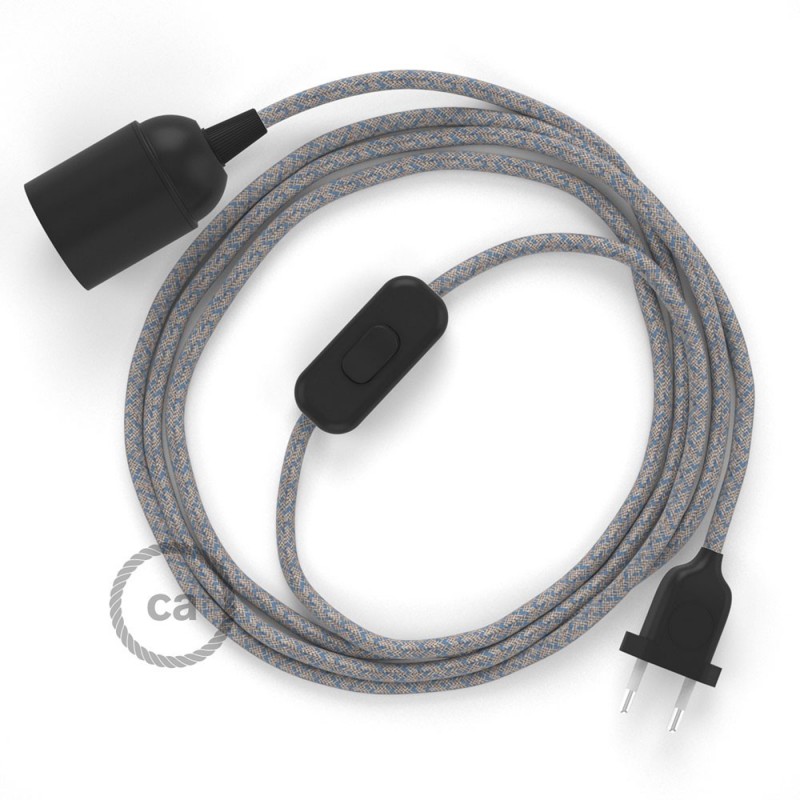 SnakeBis cableado con portalámpara cable textil Rombo Azul Steward RD65