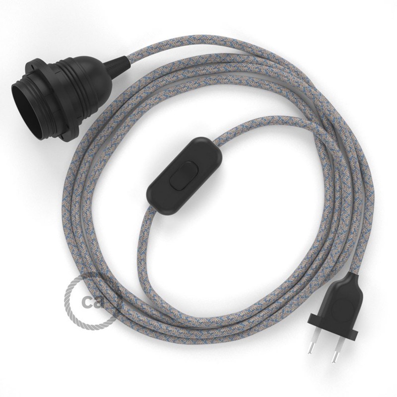 SnakeBis cableado con portalámpara cable textil Rombo Azul Steward RD65