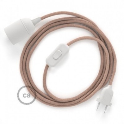 SnakeBis cableado con portalámpara cable textil ZigZag Rosa Antico RD71